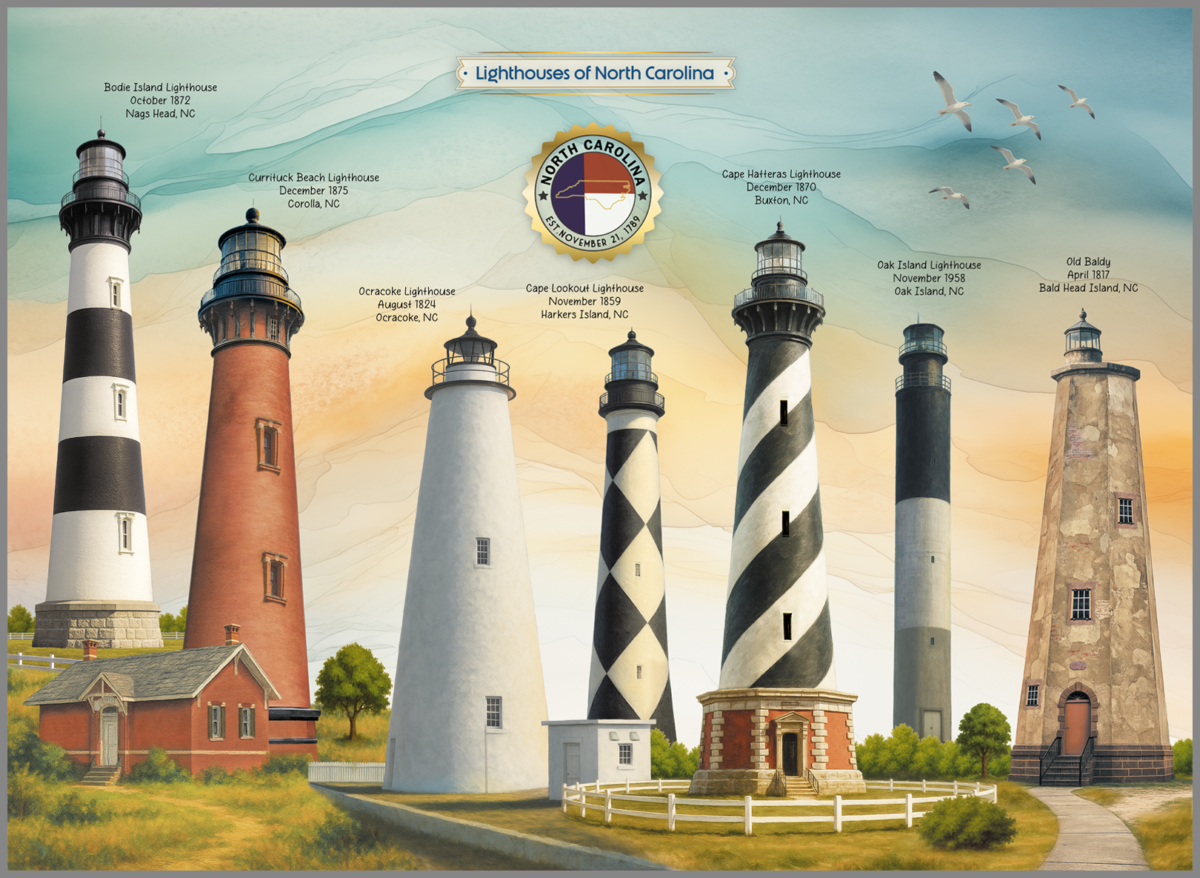 Lighthouses of North Carolina Puzzle Image